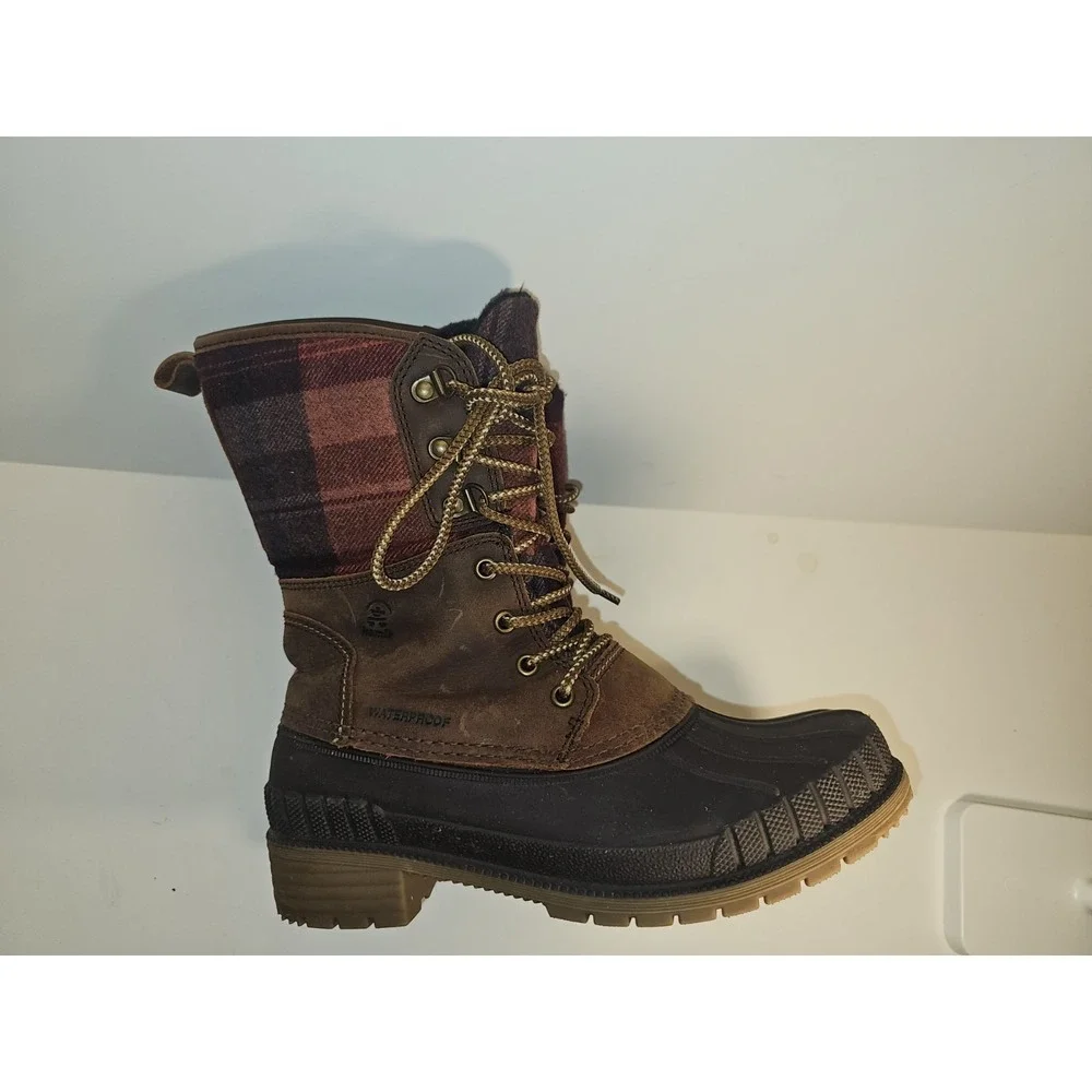 Kamik Sienna 2 Winter Duck Boots Women 8 Leather Rubber Lace Up Waterproof Brown